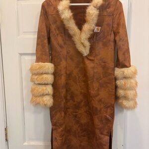 Carhartt Women's Tan Teddy Jacket with Faux Fur Trim